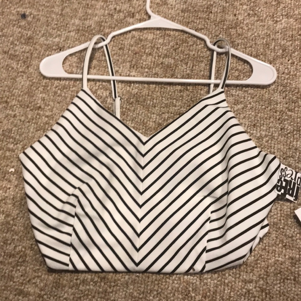 Black and white striped crop top